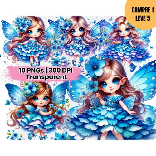 Arquivo Digital Fadas da Primavera Flores Azuis -4160