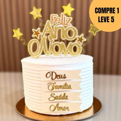 Arquivo Digital Feliz Ano Novo Topo de Bolo -5567
