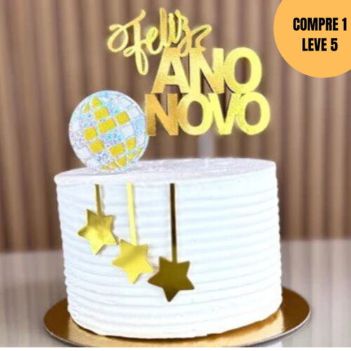 Arquivo Digital Feliz Ano Novo Topo de Bolo -5845