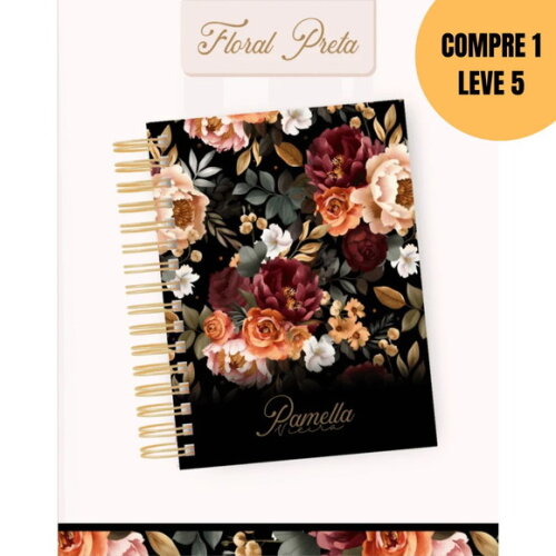 Arquivo Digital Floral Preta Agendas e Planners 2026 -5769