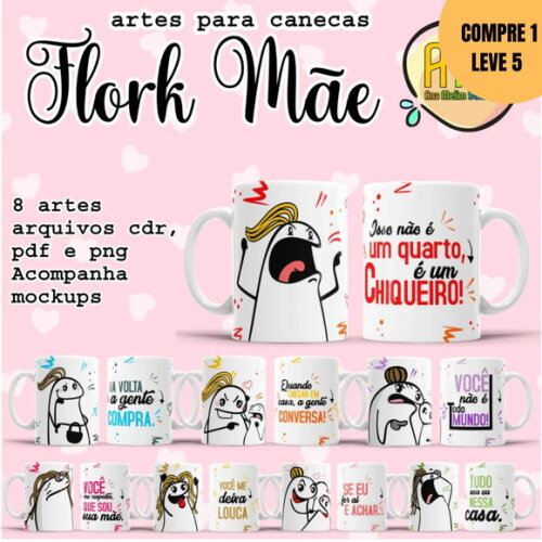 Arquivo Digital Flork Dia das Mães Artes para Canecas -3257