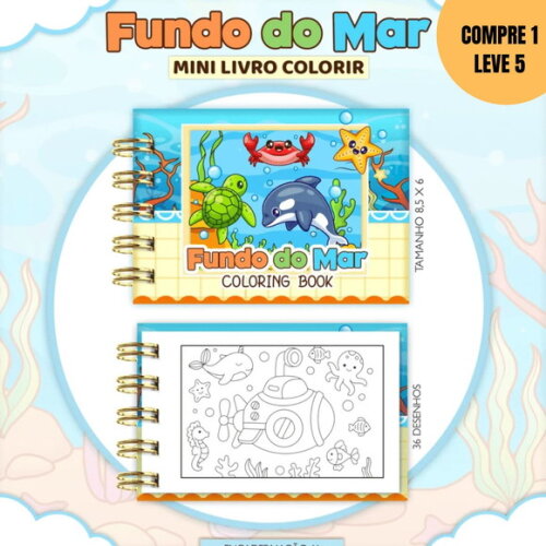 Arquivo Digital Fundo do Mar Menino Mini Livro Color -4122