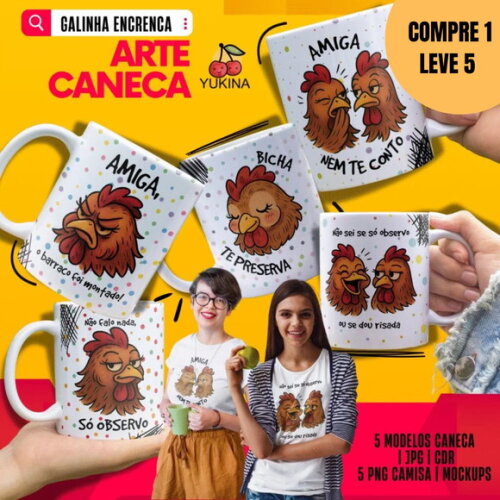 Arquivo Digital Galinhas Sarcásticas Arte para Caneca - 4610