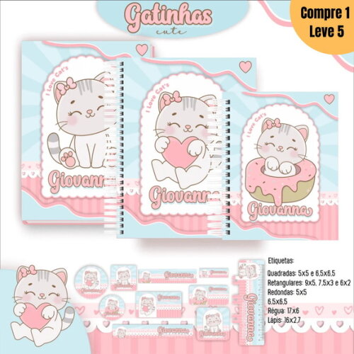 Arquivo Digital Gatinhas Cute Kit Escolar 2025 -811