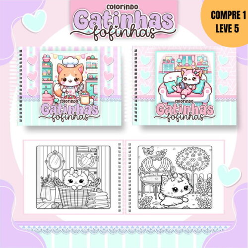 Arquivo Digital Gatinhas Fofinhas Livro de Colorir -3342