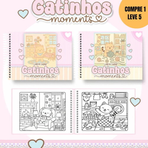 Arquivo Digital Gatinhos Moments Livros de Colorir -4305