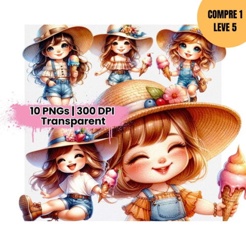 Arquivo Digital Girls Verão Ice Cream Kit Digital -4006