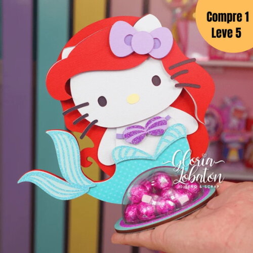 Arquivo Digital Hello Kitty Sereia Porta Bombom -1811