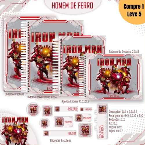 Arquivo Digital Homem de Ferro Kit Escolar 2025 -994