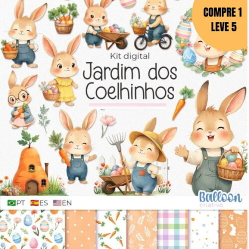 Arquivo Digital Jardim dos Coelhinhos Kit Digital -2277