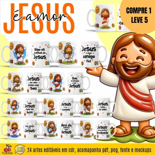 Arquivo Digital Jesus É Amor Estampas Canecas -4824