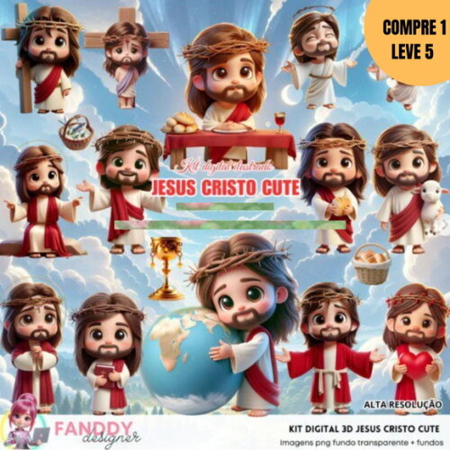 Arquivo Digital Jesus Cristo Cute Kit Digital -3001