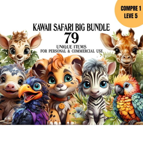 Arquivo Digital Kawaii Safari Kit Digital -4010