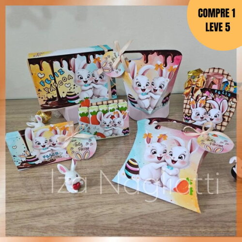 Arquivo Digital Kit 6 Mimos de Páscoa com Coelhos -2257