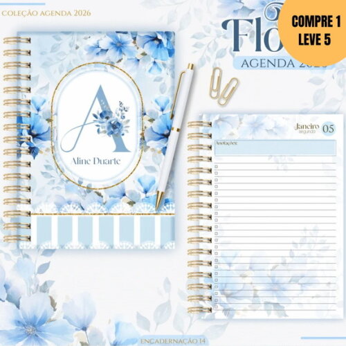 Arquivo Digital Kit Agendas 2026 Floral Azul -4303