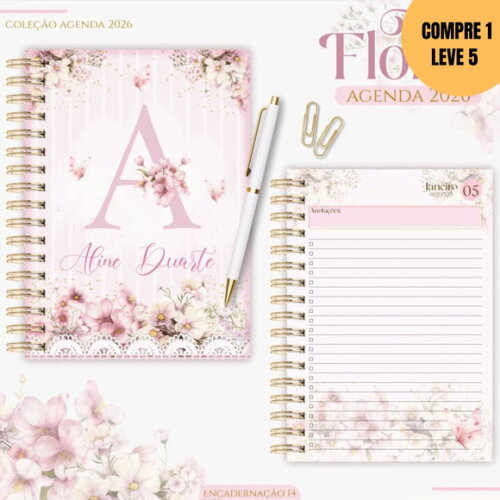 Arquivo Digital Kit Agendas 2026 Floral Rosa -4302