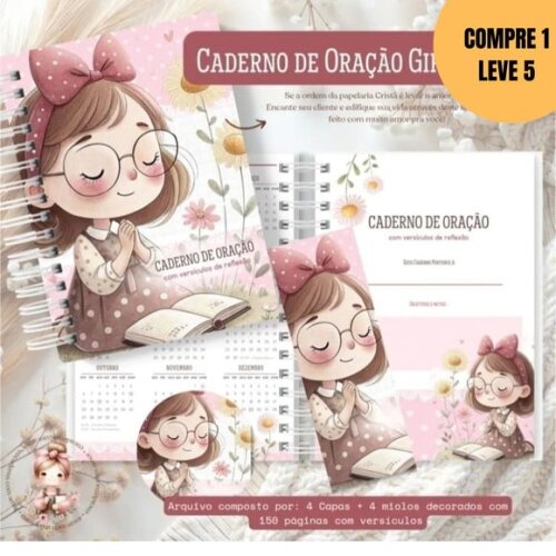 Arquivo Digital Kit Caderno de Oração Girls Cute -6021