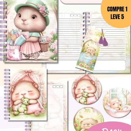 Arquivo Digital Kit Caderno Capivara Cute -1638