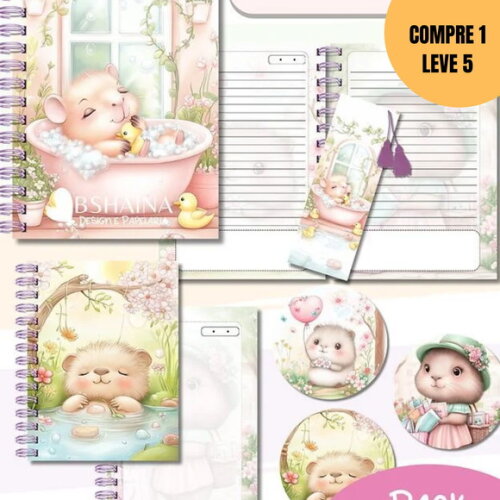 Arquivo Digital Kit Caderno Capivara Cute -1638