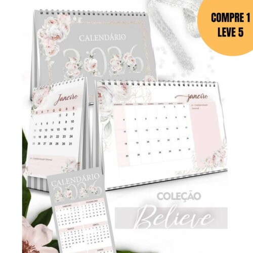 Arquivo Digital Kit Calendários 2026 de Mesa A5 -6138
