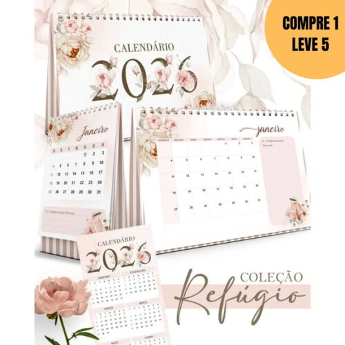 Arquivo Digital Kit Calendários 2026 de Mesa A5 e A6 -6178