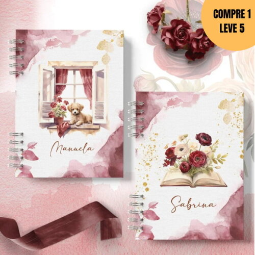 Arquivo Digital Kit Capas e Miolos Primavera Bordô -2831