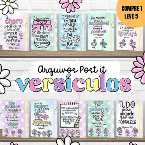 Arquivo Digital Kit Chaveiro Post It Versículos -3513