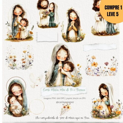 Arquivo Digital Kit Digital Ilustrações Como Maria Mãe -3169