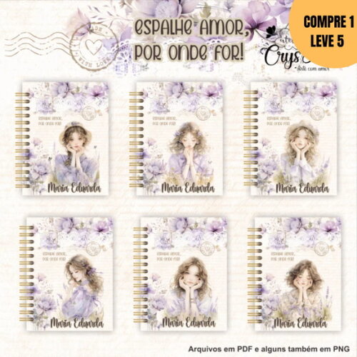 Arquivo Digital Kit Floral Lilás Encadernação -3160