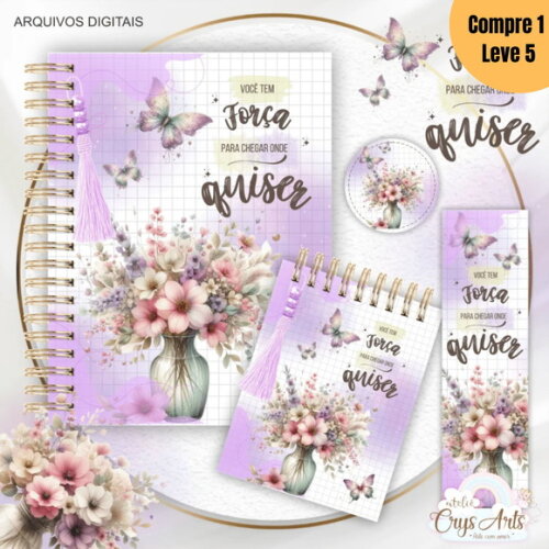 Arquivo Digital Kit Floral Encadernação -1082