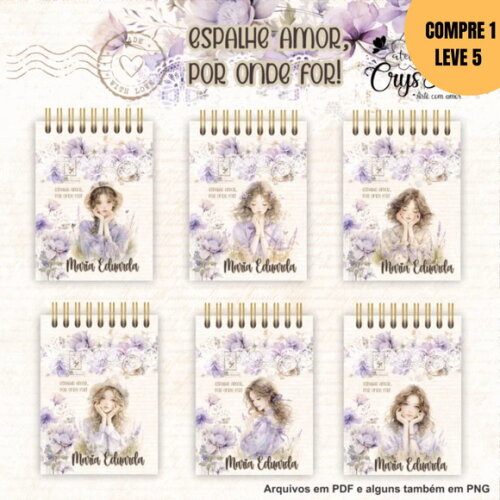 Arquivo Digital Kit Floral Lilás Encadernação -3160