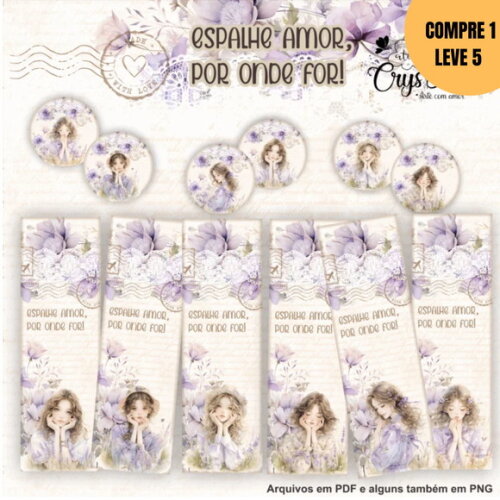 Arquivo Digital Kit Floral Lilás Encadernação -3160