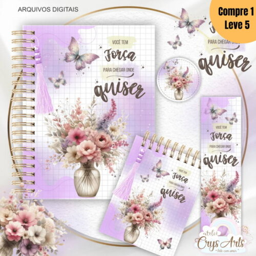 Arquivo Digital Kit Floral Encadernação -1082