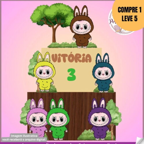 Arquivo Digital Labubu Topo de Bolo -4858
