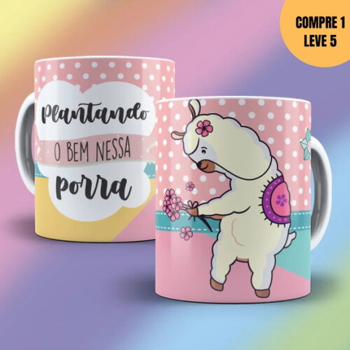 Arquivo Digital Lhama Irritada Estampas Canecas -4190