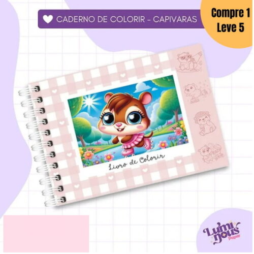 Arquivo Digital Livro de Colorir Capivaras A5 -1370