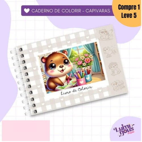 Arquivo Digital Livro de Colorir Capivaras A5 -1370