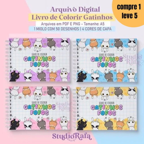 Arquivo Digital Livro de Colorir Gatinhos Fofos -1424