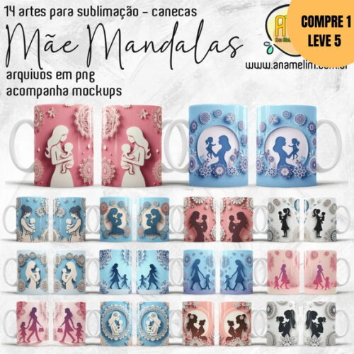Arquivo Digital Mãe Mandalas Artes para Canecas -3256