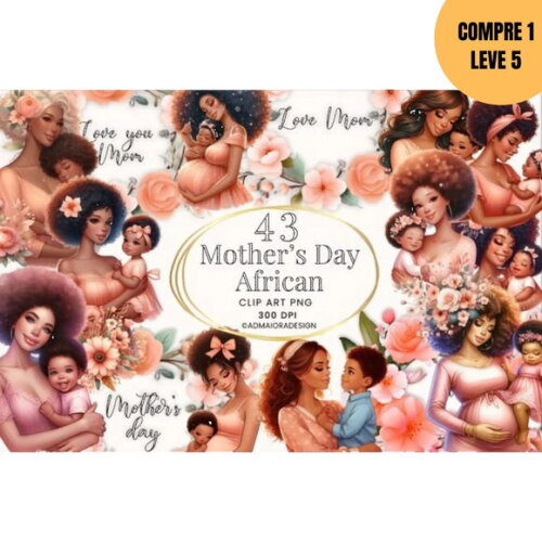 Arquivo Digital Mãe e Baby Afro American Kit Digital -4013