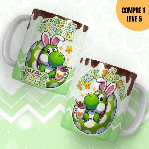 Arquivo Digital Mario Bros Páscoa Artes para Canecas -2103