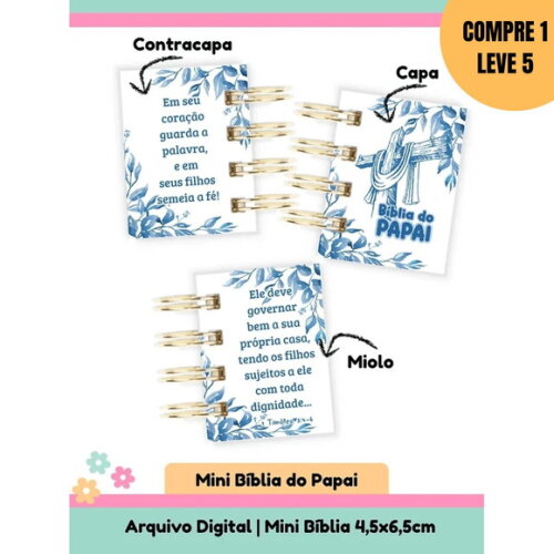 Arquivo Digital Mini Bíblia do Papai Floral Azul -4567