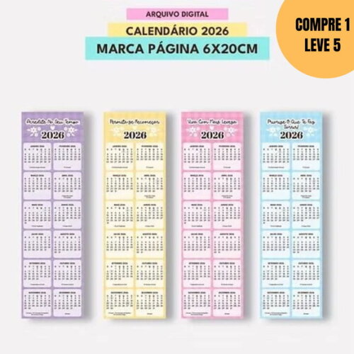 Arquivo Digital Mini Combo Calendários Fofo 2026 -6022