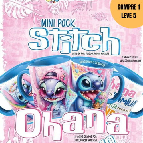 Arquivo Digital Mini Pack Stitch Ohana Sublimação -1467