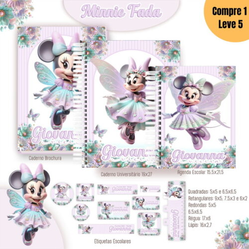 Arquivo Digital Minnie Fada Kit Escolar 2025 -1044