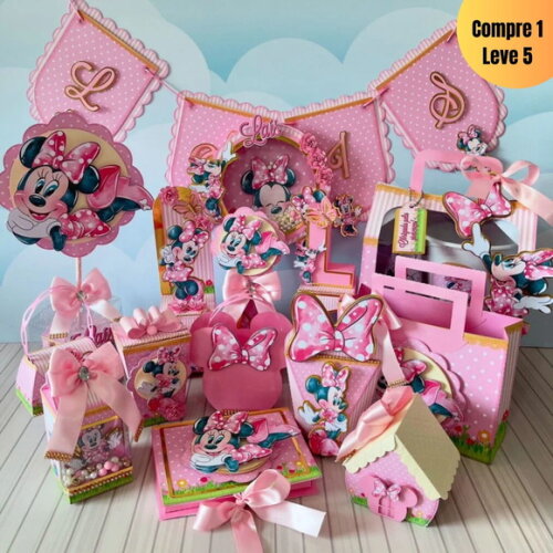 Arquivo Digital Minnie Rosa Kit Festa Pronta -329