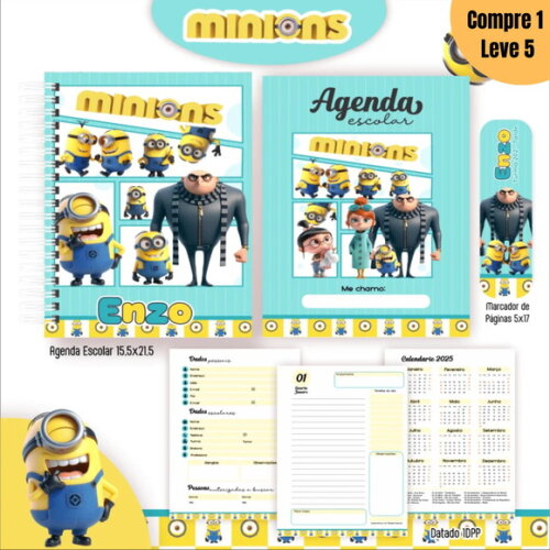 Arquivo Digital Minnions Kit Escolar 2025 -816