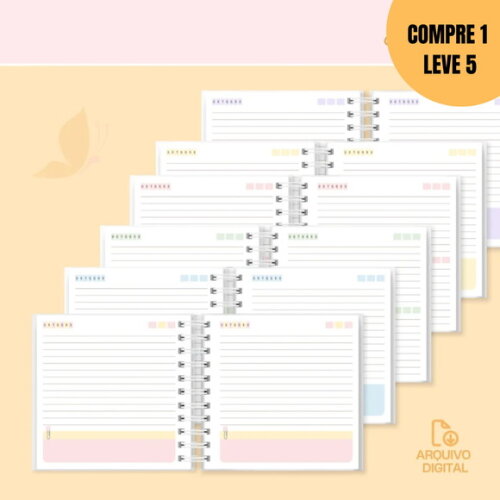 Arquivo Digital Miolo Agenda Não Datada Mini Quadrada -1801