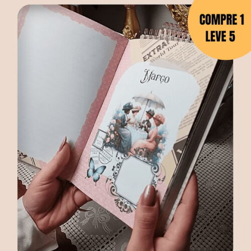 Arquivo Digital Miolo Agenda Vintage Tons de Rosa 2026 -5037