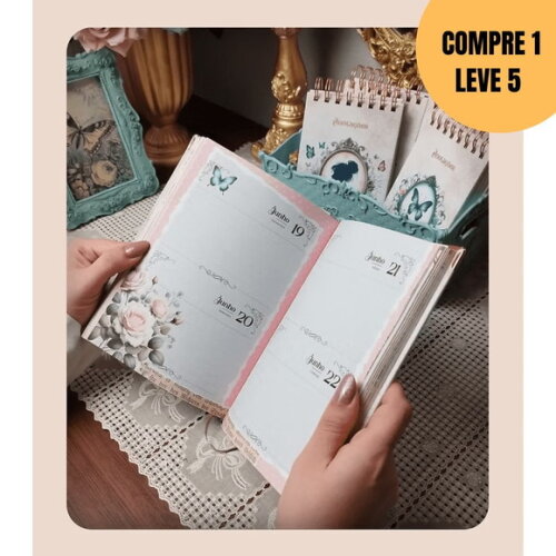 Arquivo Digital Miolo Agenda Vintage Tons de Rosa 2026 -5037